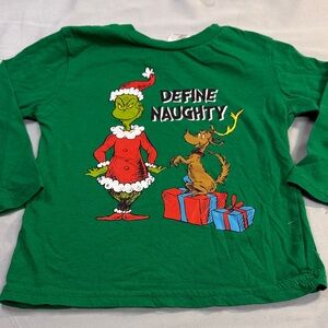 Dr. Seuss - Green Grinch Define Naughty Long Sleeve Shirt. Gender Neutral